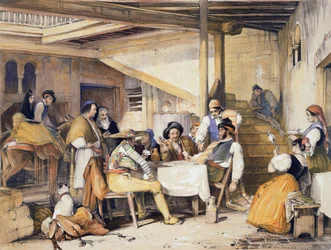 Wnętrze Posady z „Sketches of Spain”, rytowane przez Charlesa Josepha Hullmandela (1789-1850), opublikowane w 1836 r.